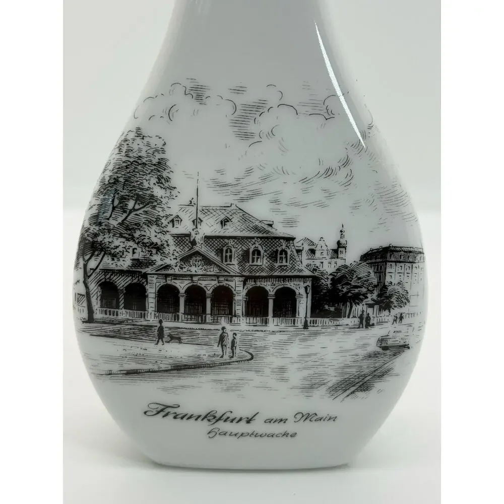 VTG AK Kaiser West Germany Frankfurt am Main Hauptwache Scene Porcelain Bud Vase